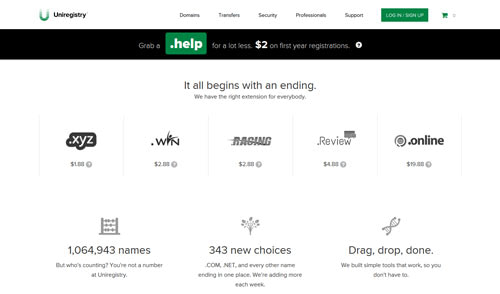 uniregistry top domain registrar