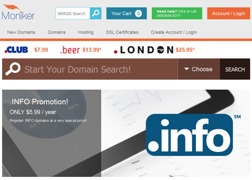 Moniker great domain name registrar 2019