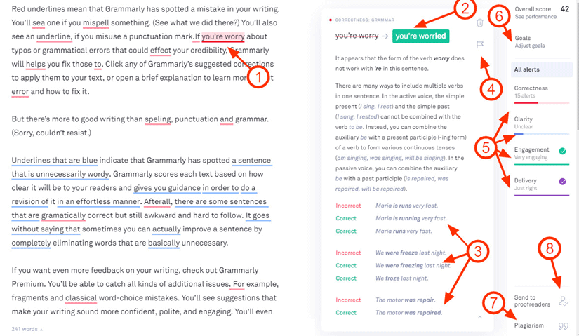grammarly-premium-vs-free-online-editor-for-proofreading interface of Grammarly editor image